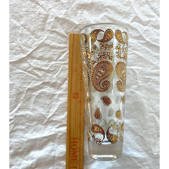 EGIZIA VETRO SOFFIATO Made Italy Lead Art Glass Vase Gold Paisley 10" MCM - Picture 5 of 9